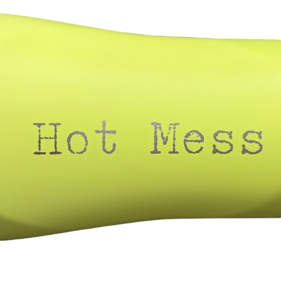 Green Hot/Cold Insulated Travel Mug with Gray Lid, "HOT MESS" - Picture 3 of 4
